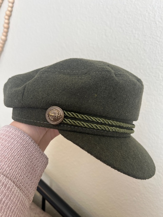 Accessories - Mariner or Sailor Cap Olive Green Wool-Blend Cap